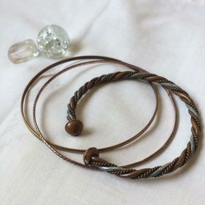 Copper and brass bracelet stack